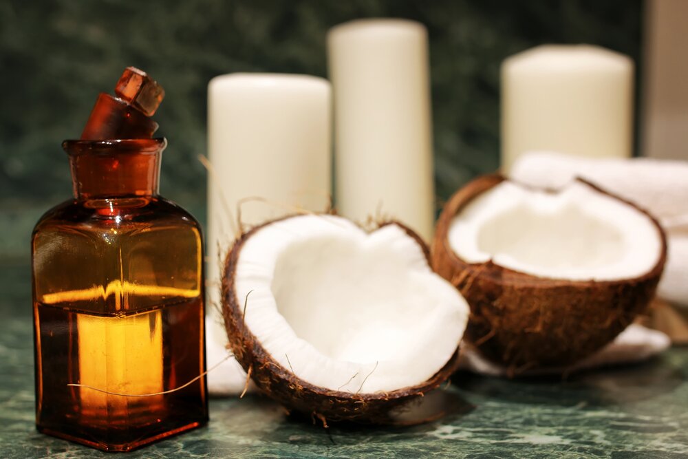 Coconut oil in spa setting 